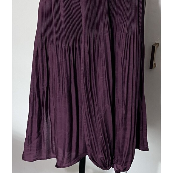Wm's L Soft pleat Eggplant  Long Billowy Sleeves Purple Blouse Boho Femininity - Picture 4 of 8